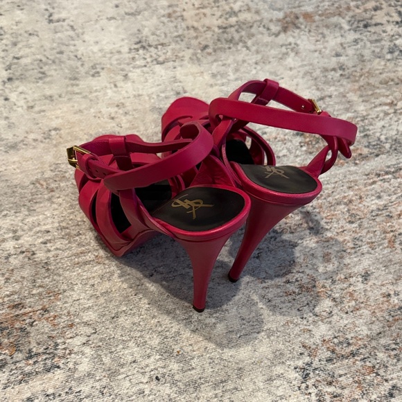 Yves Saint Laurent High tribute Fuchsia Strappy Heels size 34,5 - Picture 5 of 8